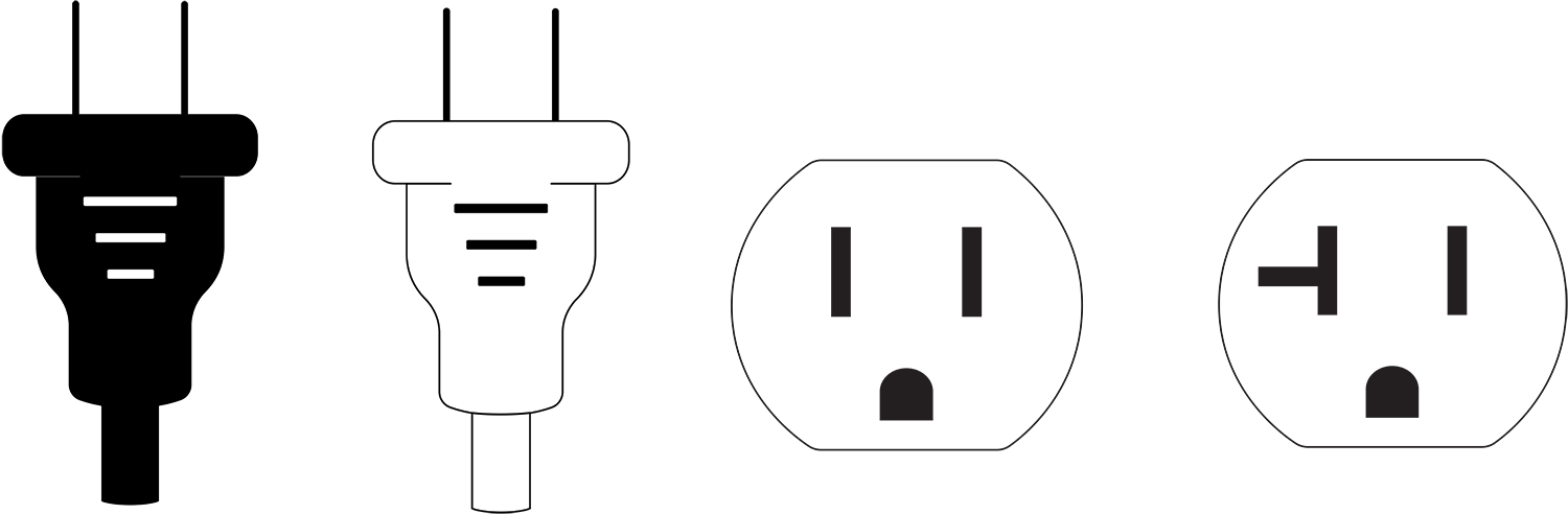 Illustration showing two HDMI connectors and a vertical bar design in black and white. The connectors face up, displaying their front profiles.