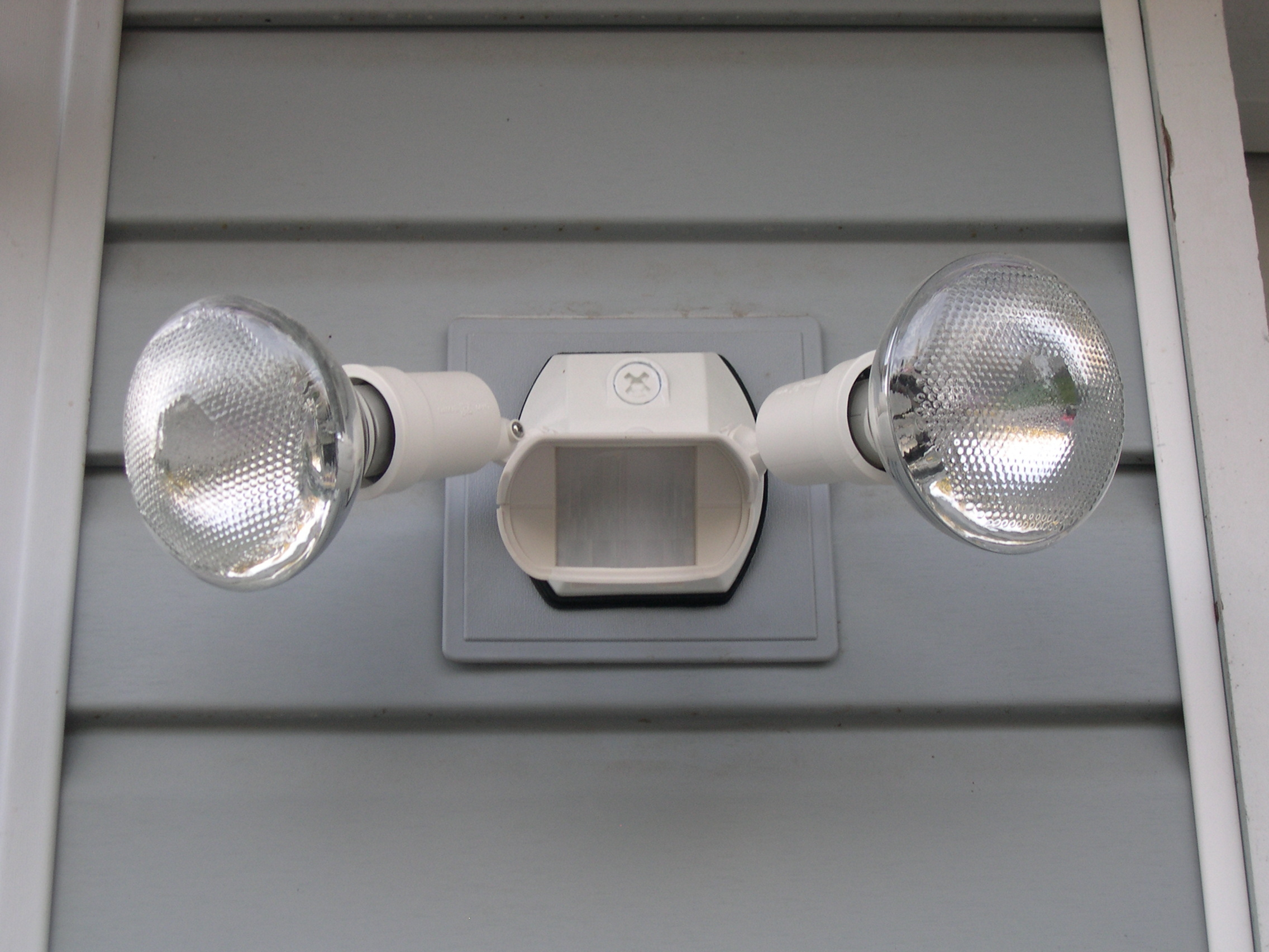 Security Lights with Motion Detector Installed Outside