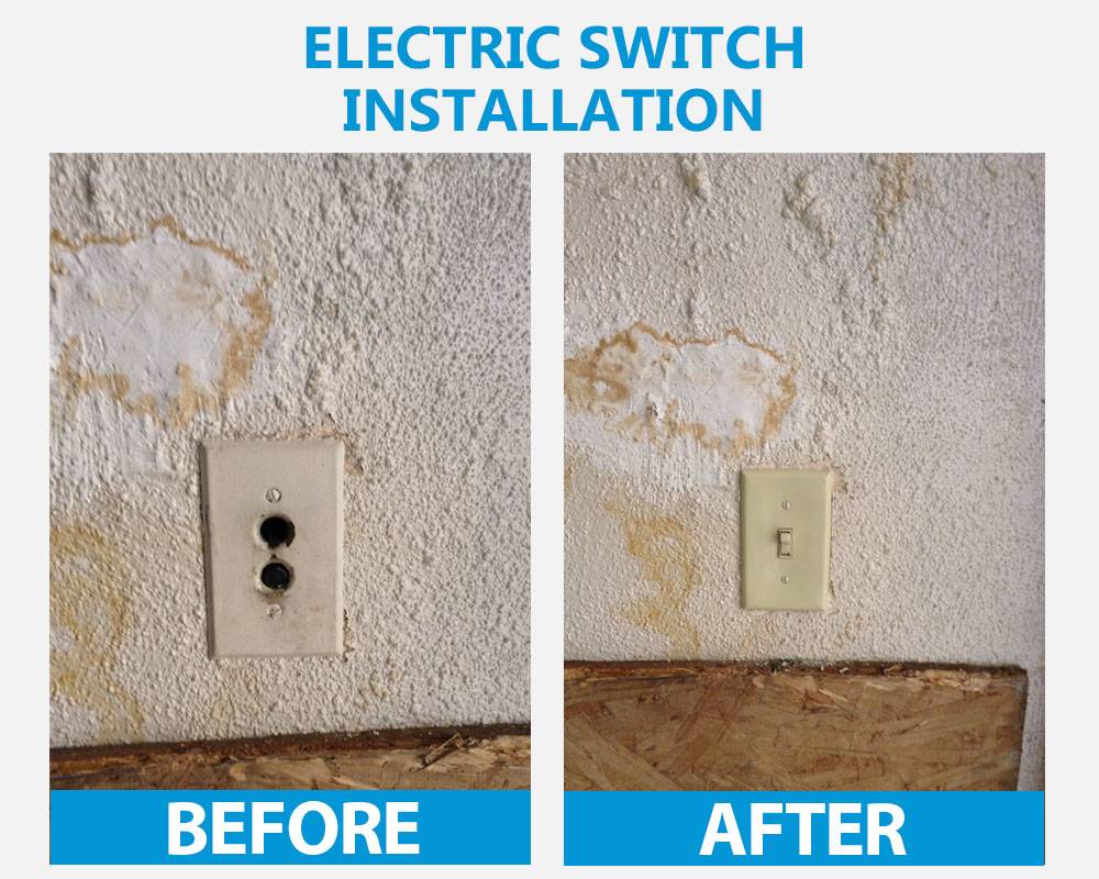 Light Switch Before and After Installation