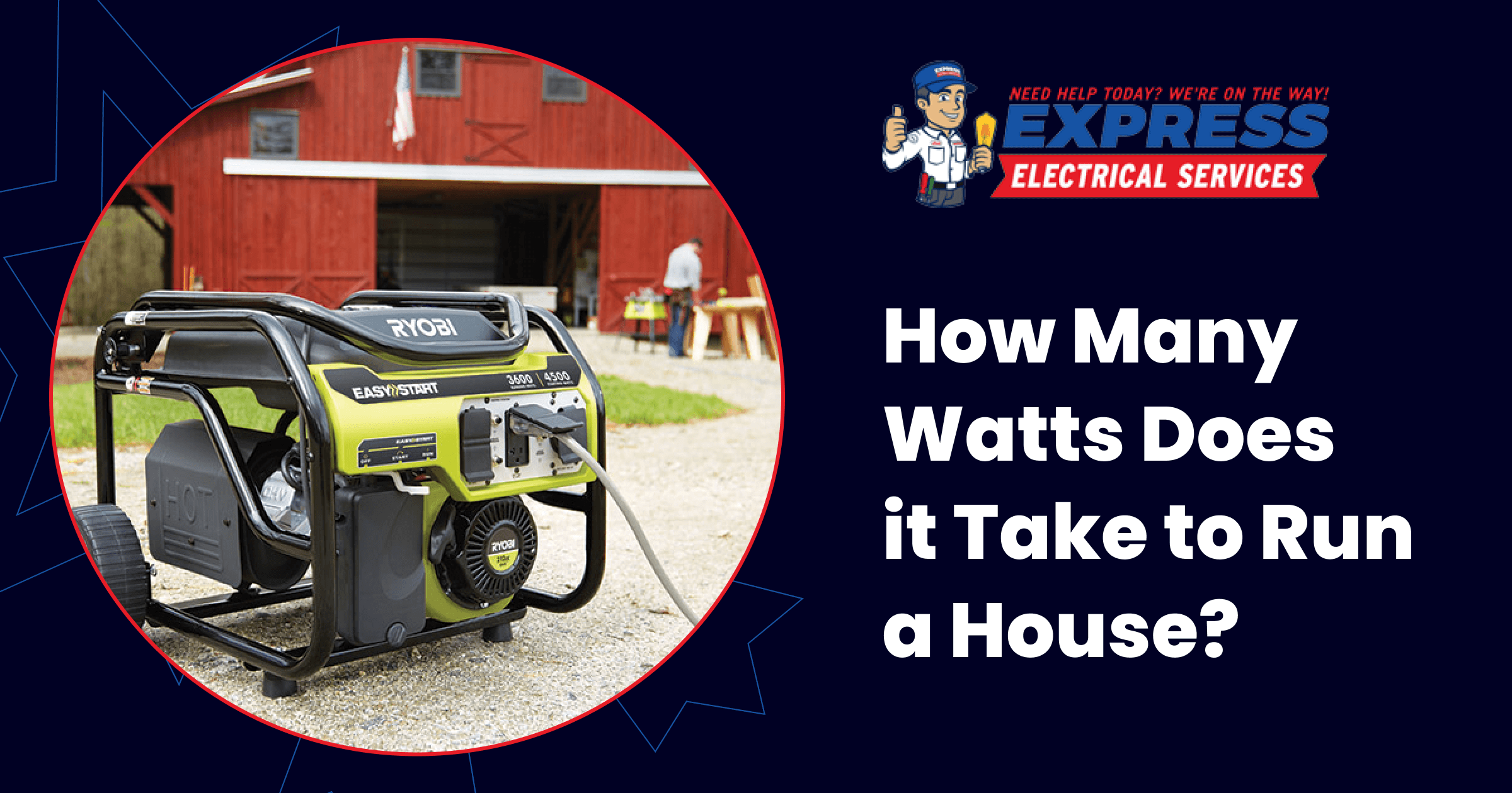 How many watt generator to outlet run a house